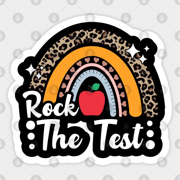 Test Day Rock The Test Teacher Testing Day Rainbow Leopard Sticker by JustBeSatisfied